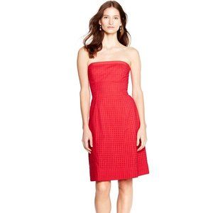 NWT WHBM Strapless Eyelet Fit-and-Flare Dress Red/Coral Sz 2
